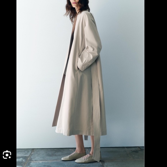 NWT ZARA ZW COLLECTION Kimono belted trench coat - Picture 2 of 10